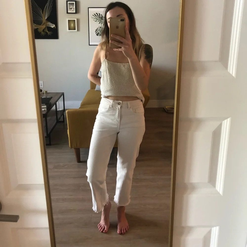 H&M Summer Straight Jeans Bone White - Picture 2 of 4